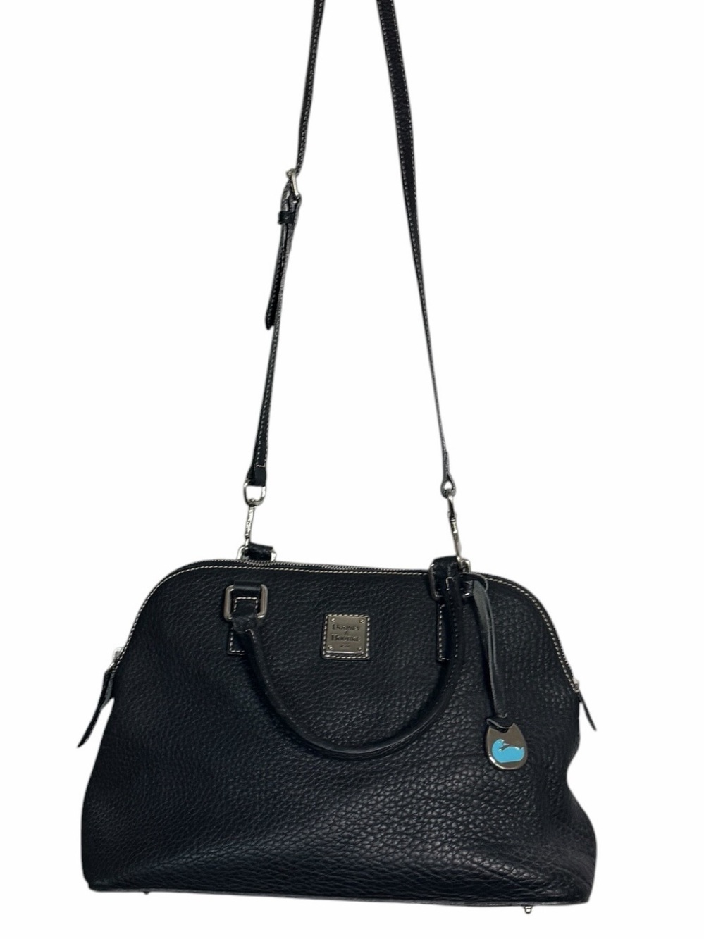 Dooney & Bourke Vintage Leather Black Pebble Grain Domed Crossbody Bowler Bag
